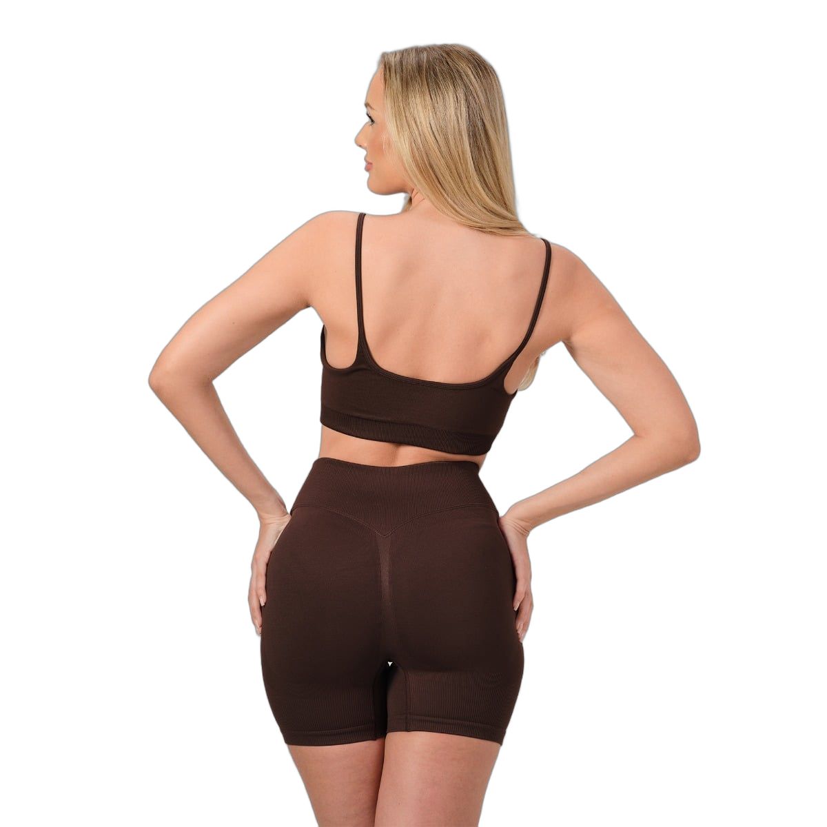 GymBeam Pantaloncini donna Seamless NEO slim a vita alta Mocha