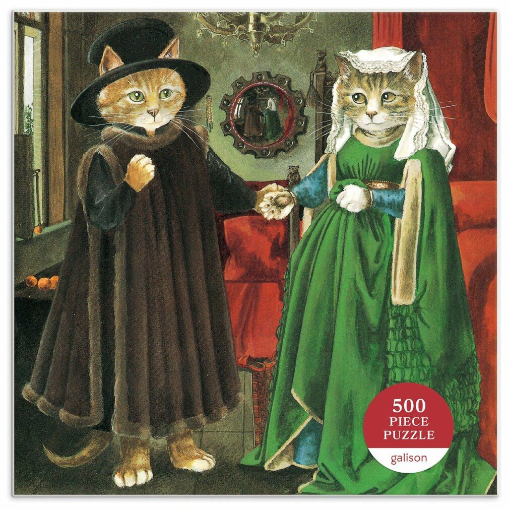 galison Puzzle quadrato Meowsterpiece: il matrimonio Arnolfini 500 pezzi