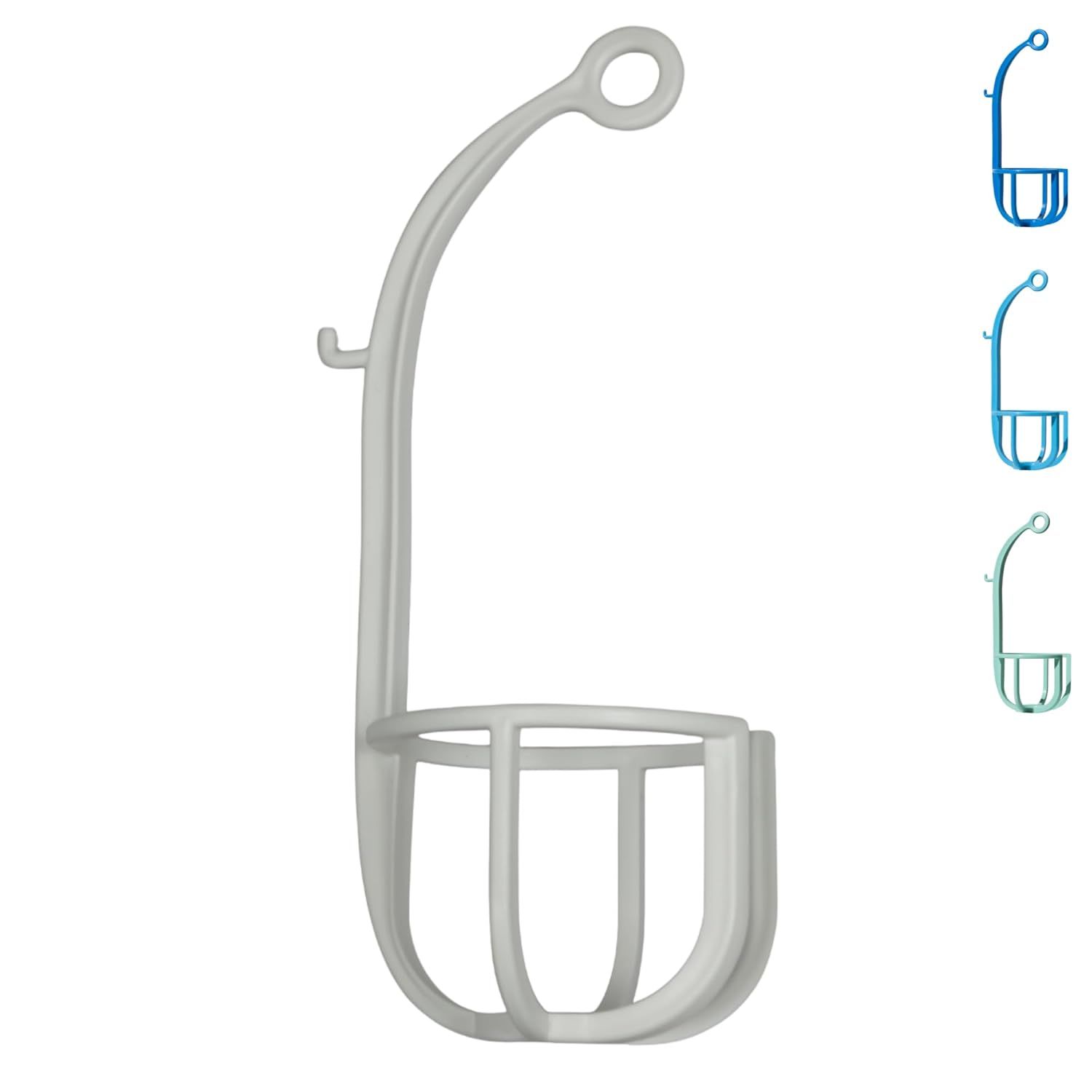 Supporto bianco con gancio e anello, per riporre oggetti.