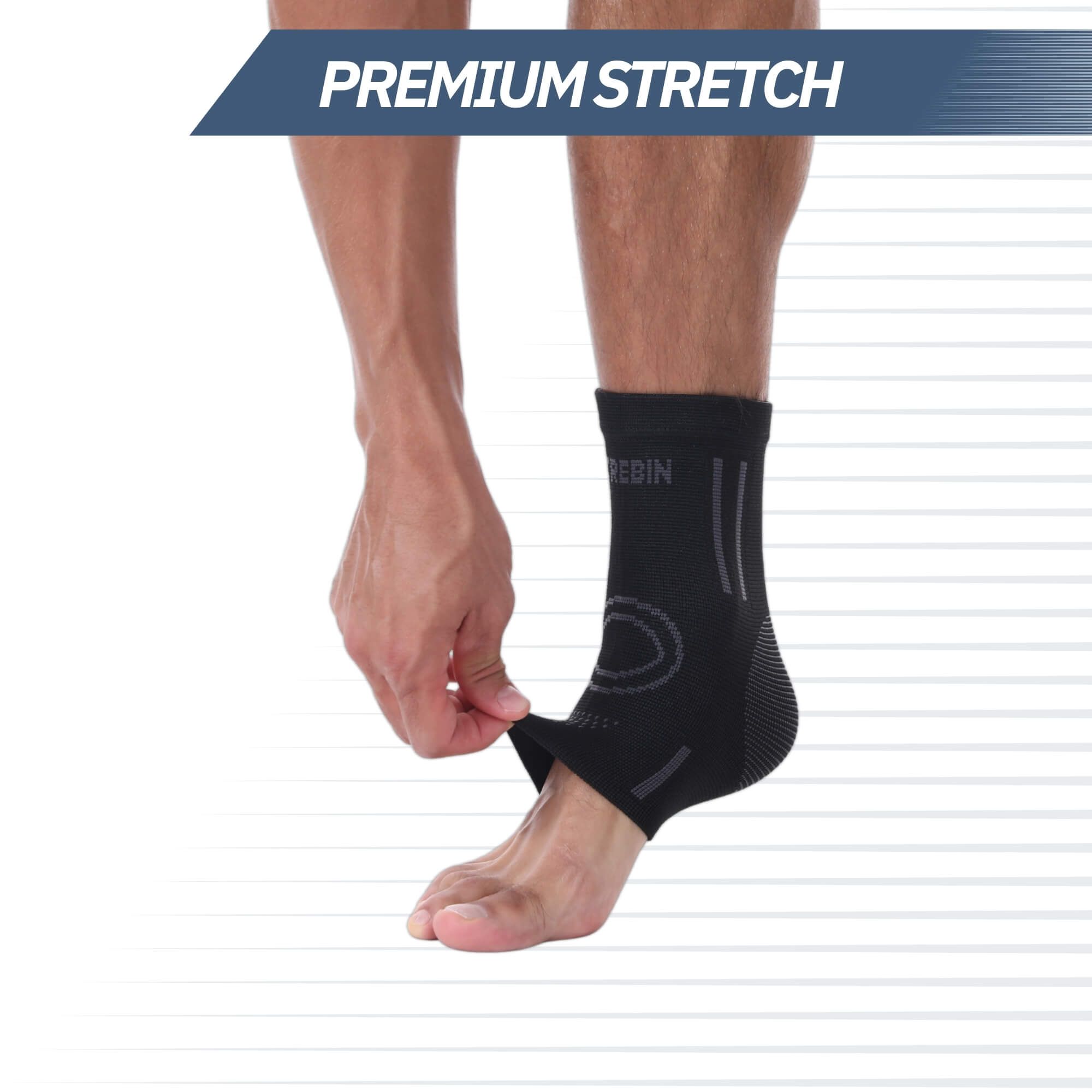 Cavigliera nera con discrete strisce grigie.