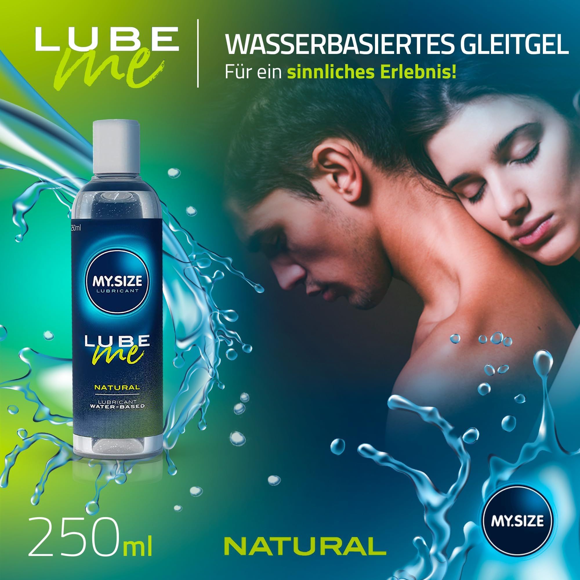 MY.SIZE LUBE ME NATURAL Lubrificante, flacone da 250ml, a base d'acqua.