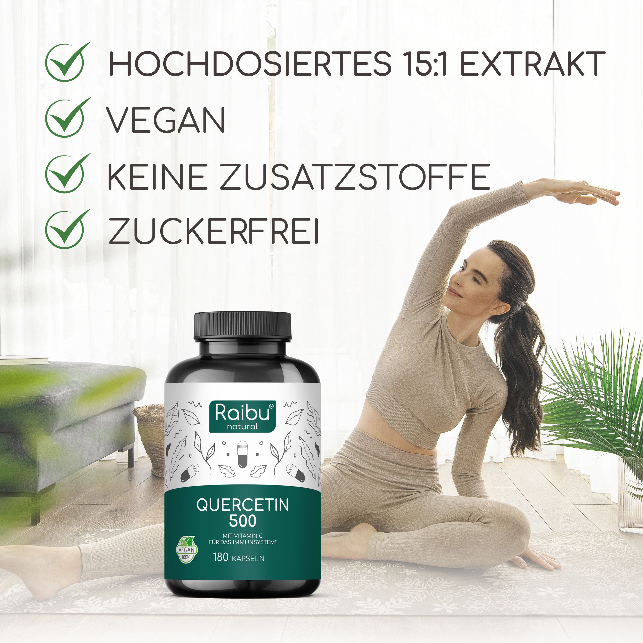 Quercetina Capsule 500mg Alto Dosaggio - RAIBU
