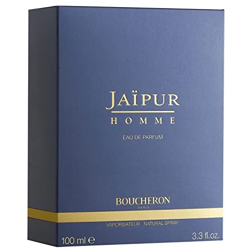 Scatola blu scuro. Scritta: Jaïpur Homme Eau de Parfum. Boucheron. 100 ml.