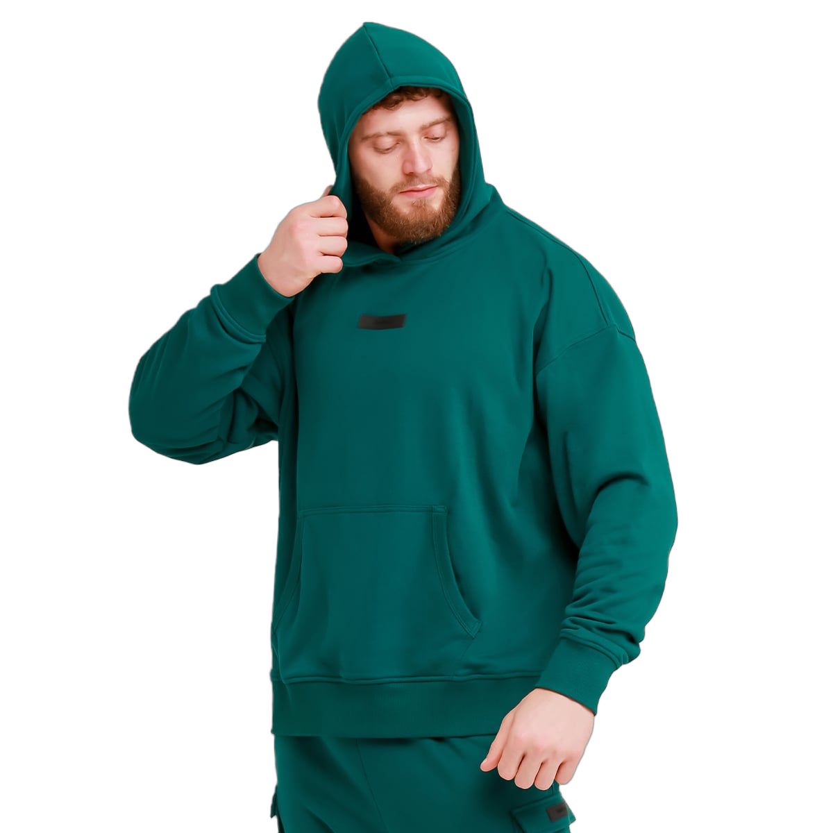 GymBeam Felpa uomo con cappuccio oversize Unstoppable Green