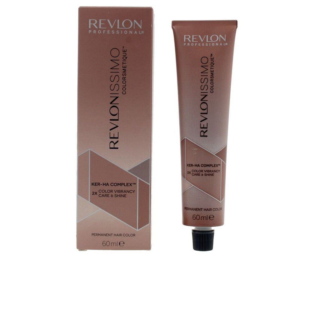 Colorazione Revlon Revlonissimo Colorsmetique 66,60. Tubo e confezione. Nome del prodotto e indicazione del volume.