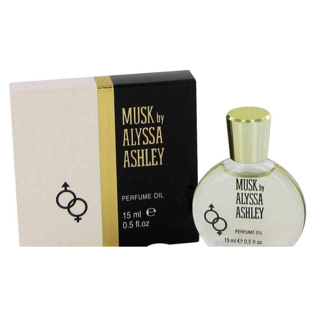 Olio profumato Alyssa Ashley Musk in flacone rotondo di vetro con scatola. 15 ml.