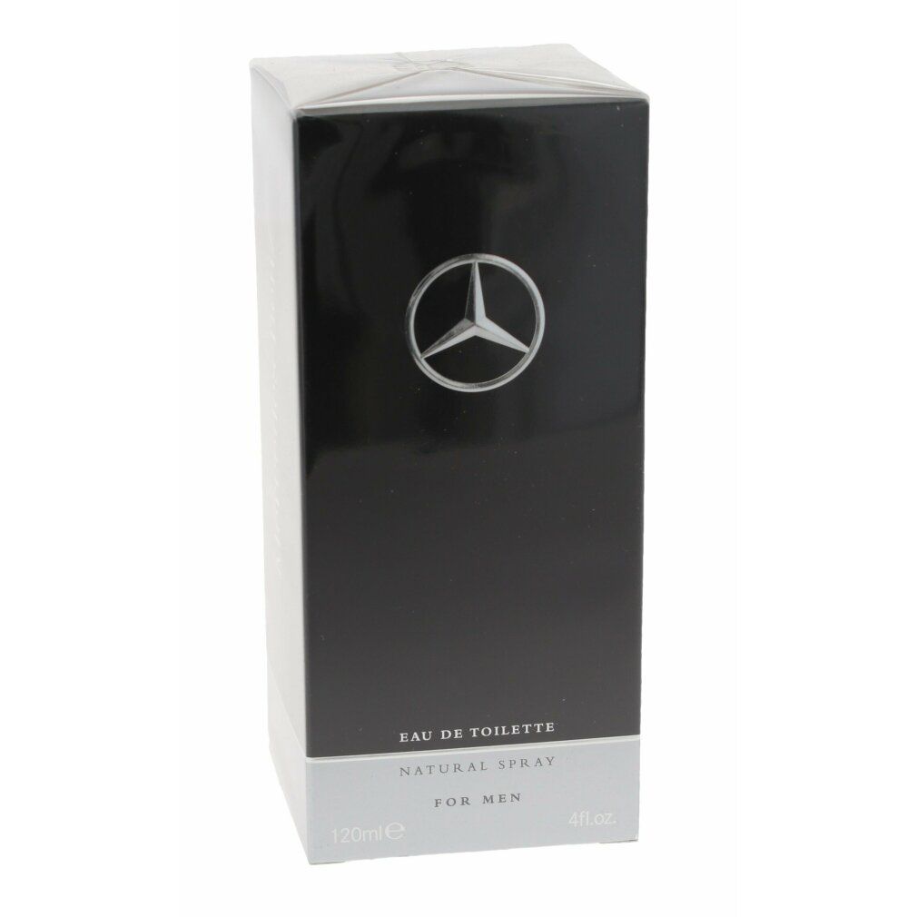 Confezione nera con logo e scritta. Scritta Eau de Toilette.