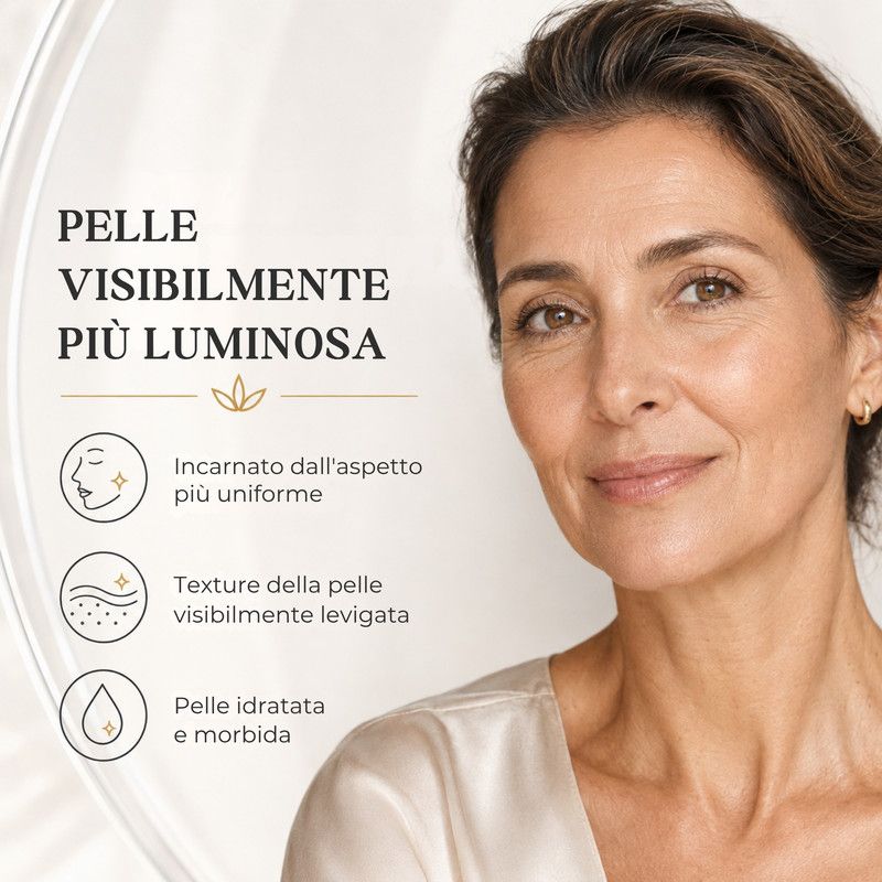 Talia Miracle Lightech Ultimate Bright Age-Correcting Crema con niacinamide, vitamina C, bakuchiol e peptidi.
