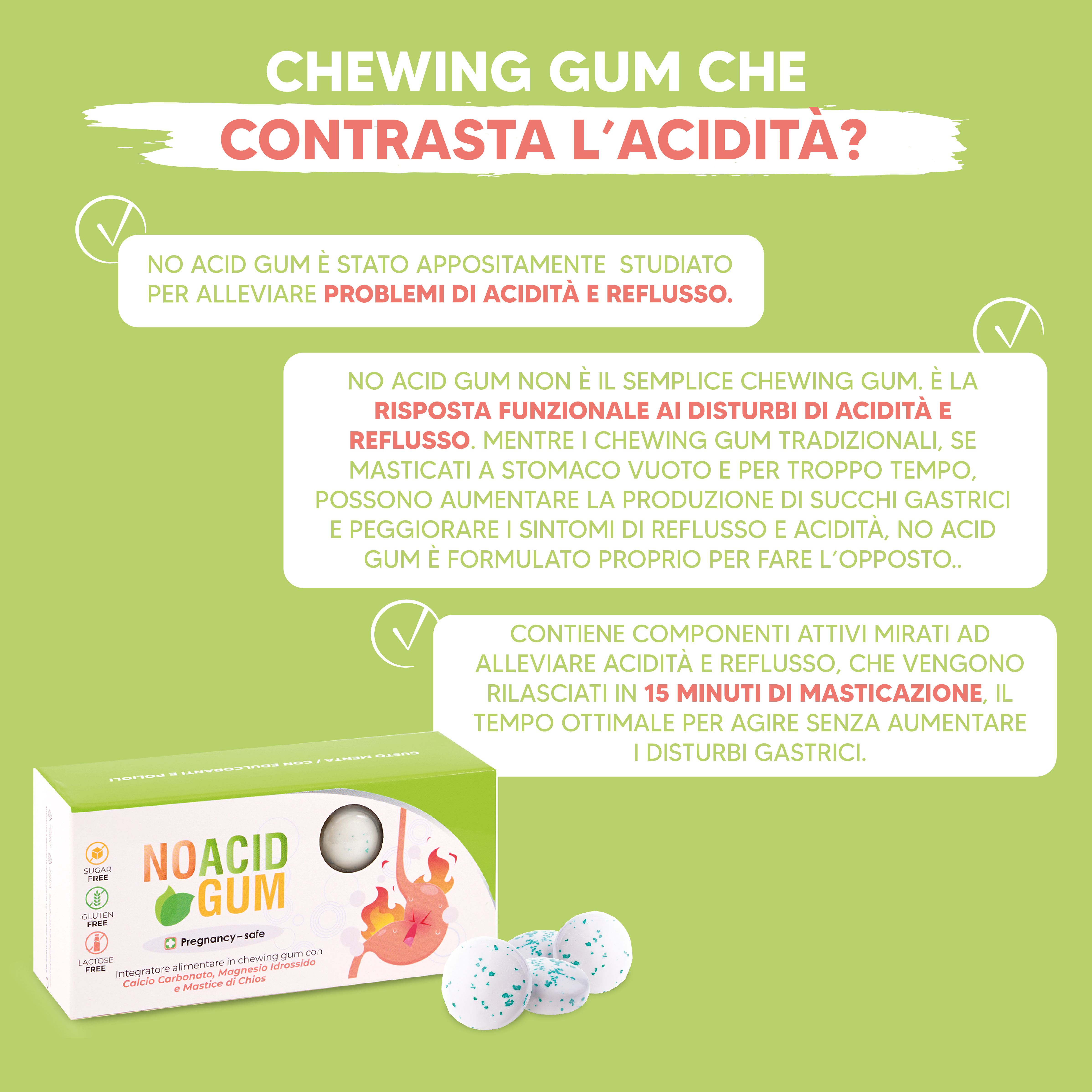 NTP BIOTECH - No Acid Gum - chewing gum per acidità, reflusso, digestione