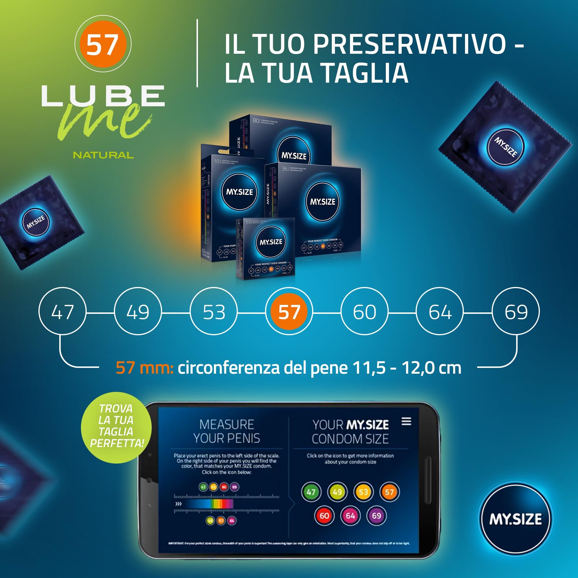 MY.SIZE PRO Preservativi + LUBE ME Natural + Body Candle Set