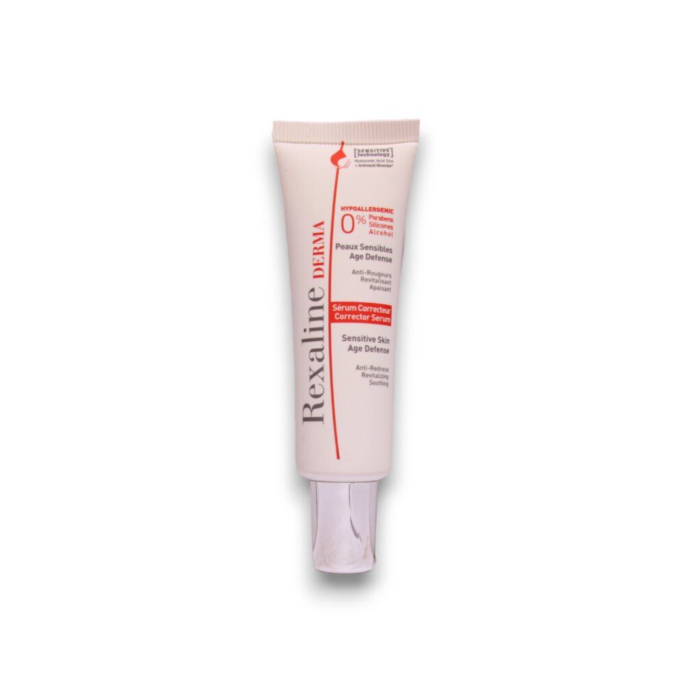 Tubo di siero correttore Rexaline Derma con tappo a vite argentato.