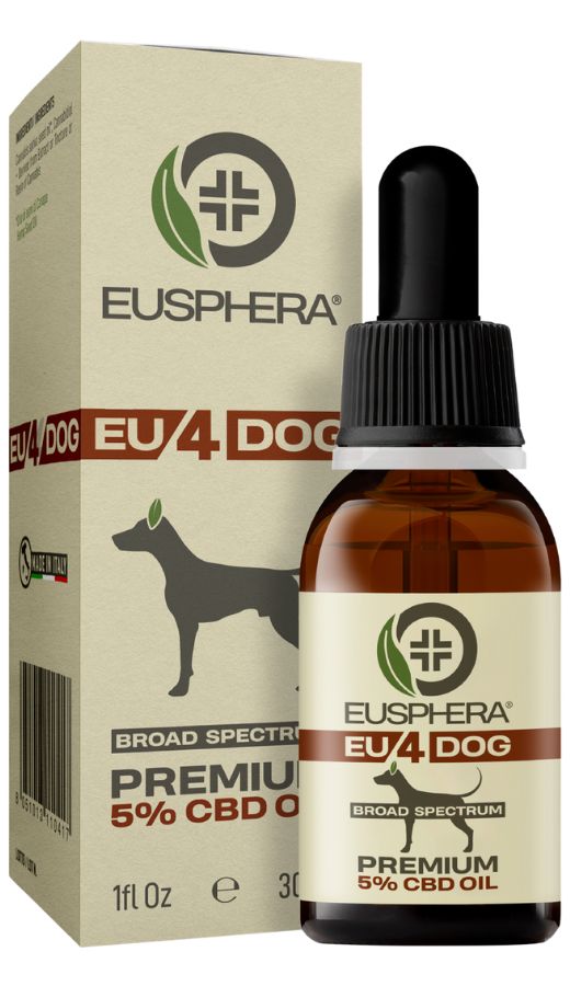 Olio CBD per il benessere dei cani ad azione tranquillante - Eusphera EU4DOG