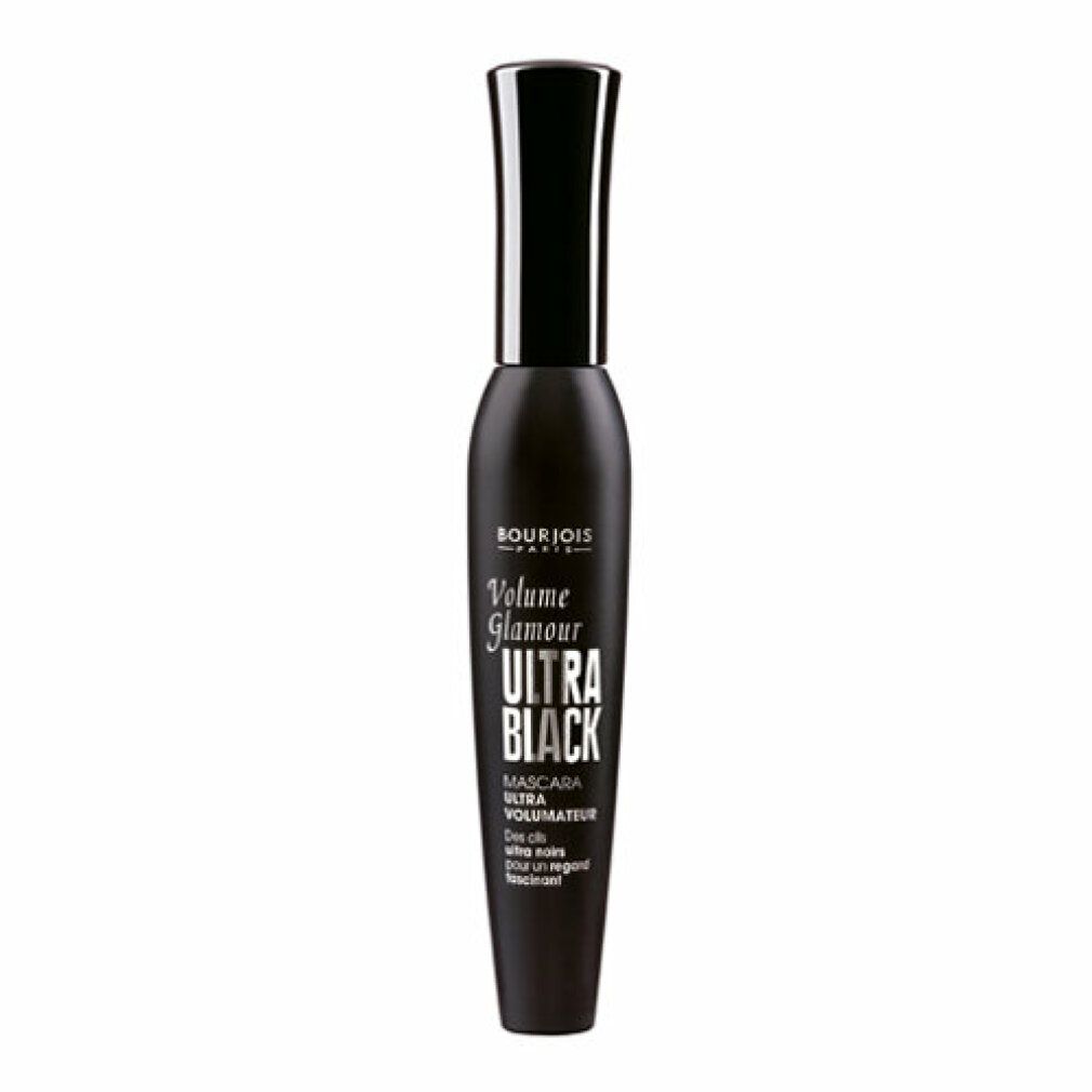 Tubo di mascara nero. Scritta: Volume Glamour Ultra Black. Marchio: Bourjois.