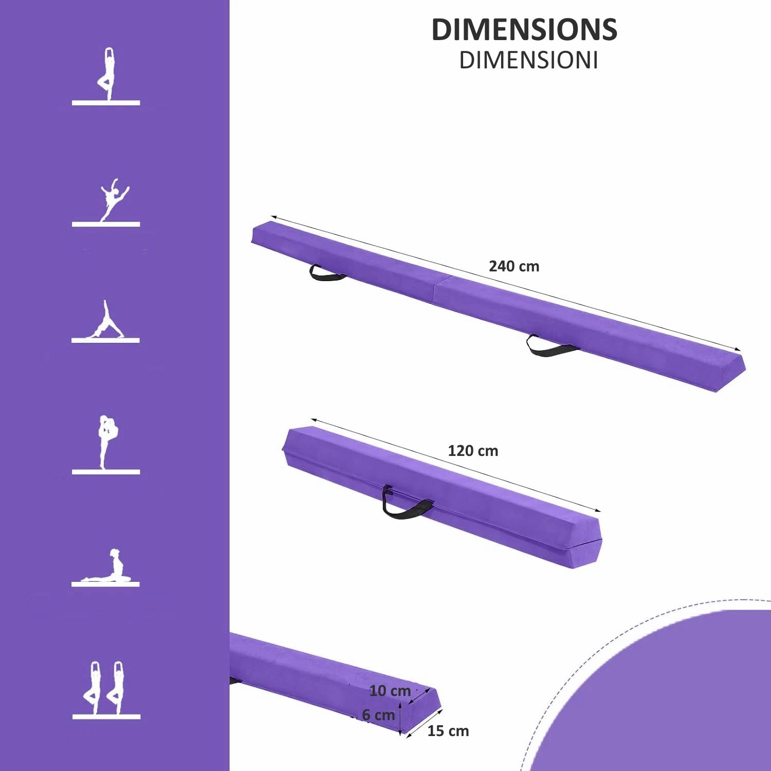 Trave Ginnastica Artistica per Casa Trave di Equilibrio Viola