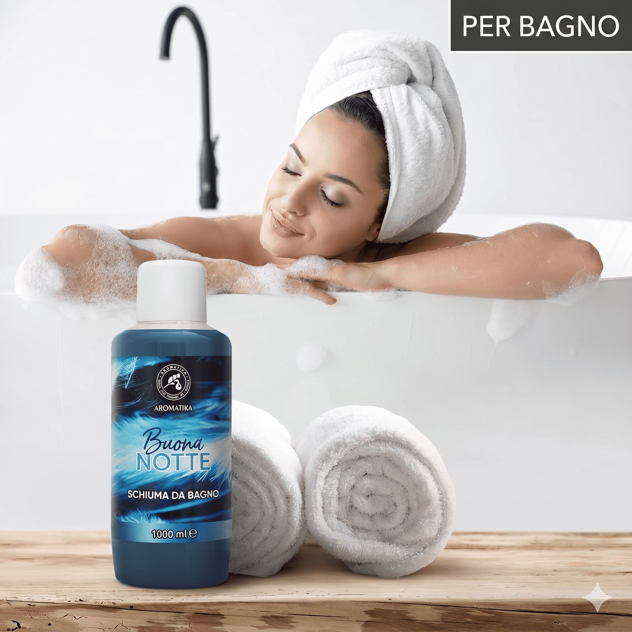 AROMATIKA Schiuma da bagno Buona Notte con olio essenziale di lavanda