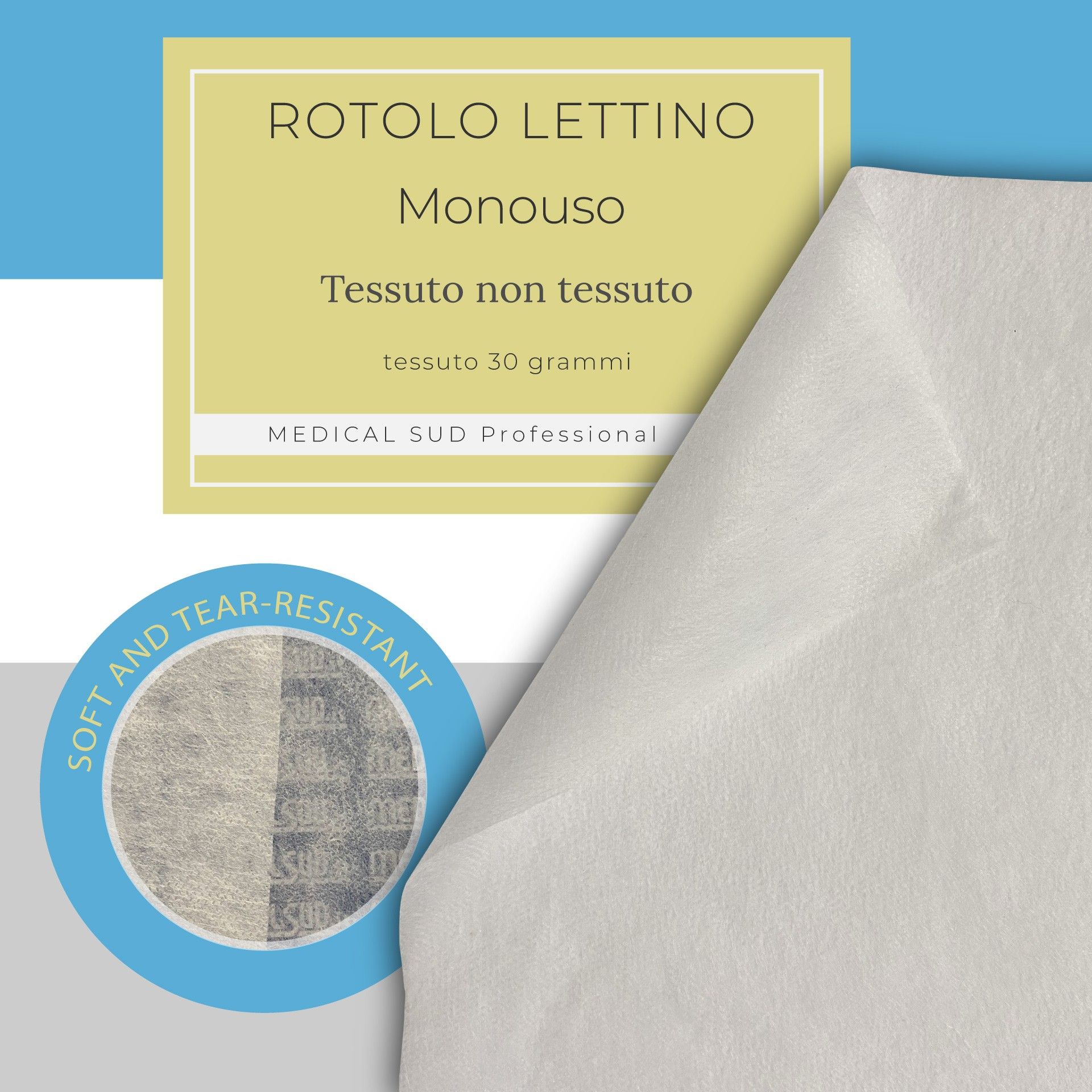 Medical Sud Rotoli Per Lettino in Tnt Monovelo Idrorepellente h 70 cm x 100 Metri gr 30