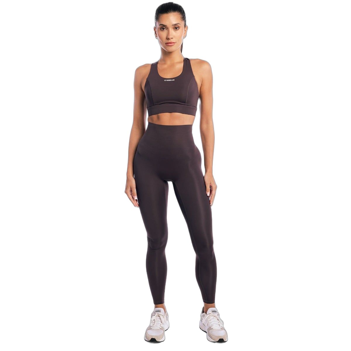 GymBeam Reggiseno sportivo donna Aura Tee marrone con spalline incrociate