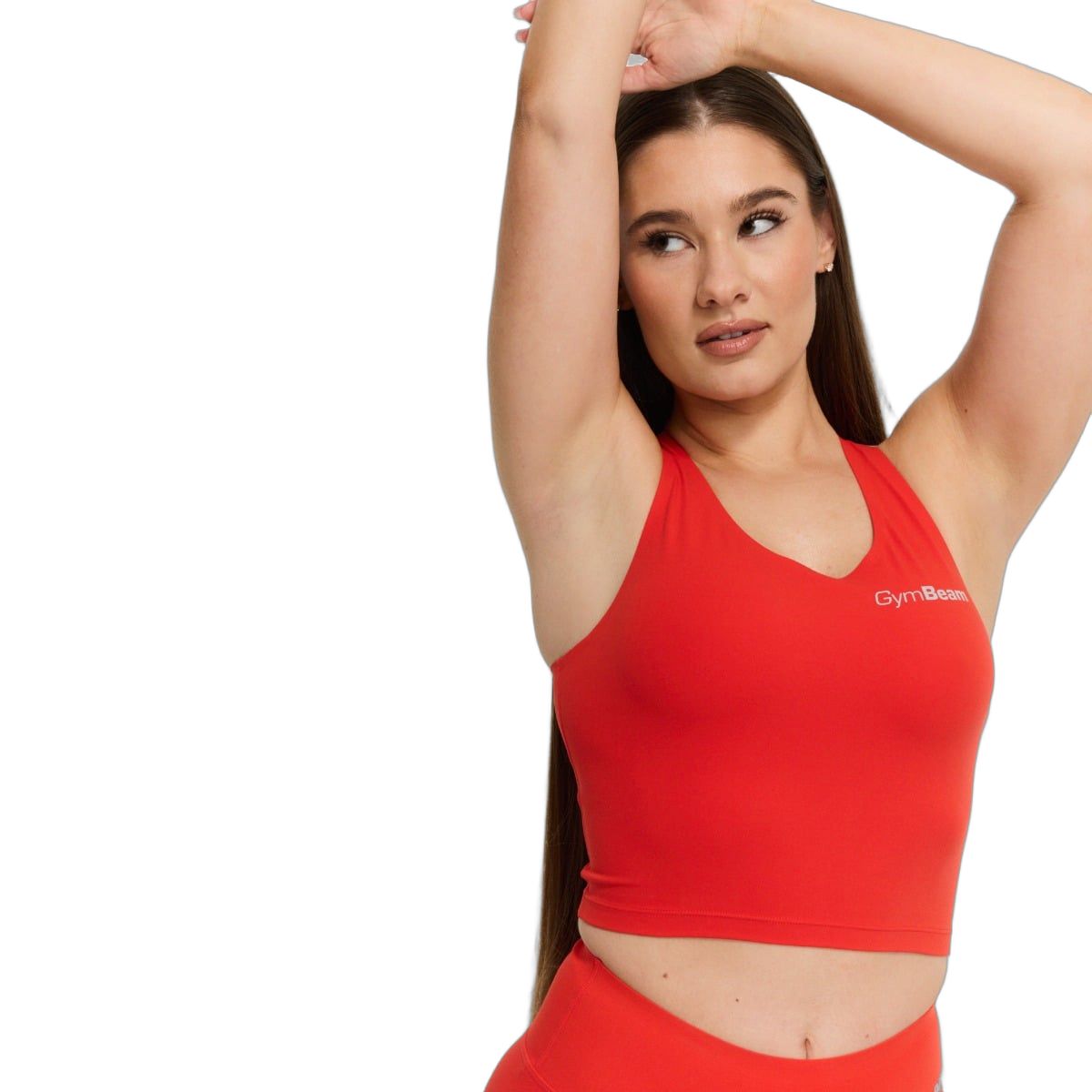 GymBeam Top sportivo donna cropped slim con scollo rotondo BEAT Tangerine