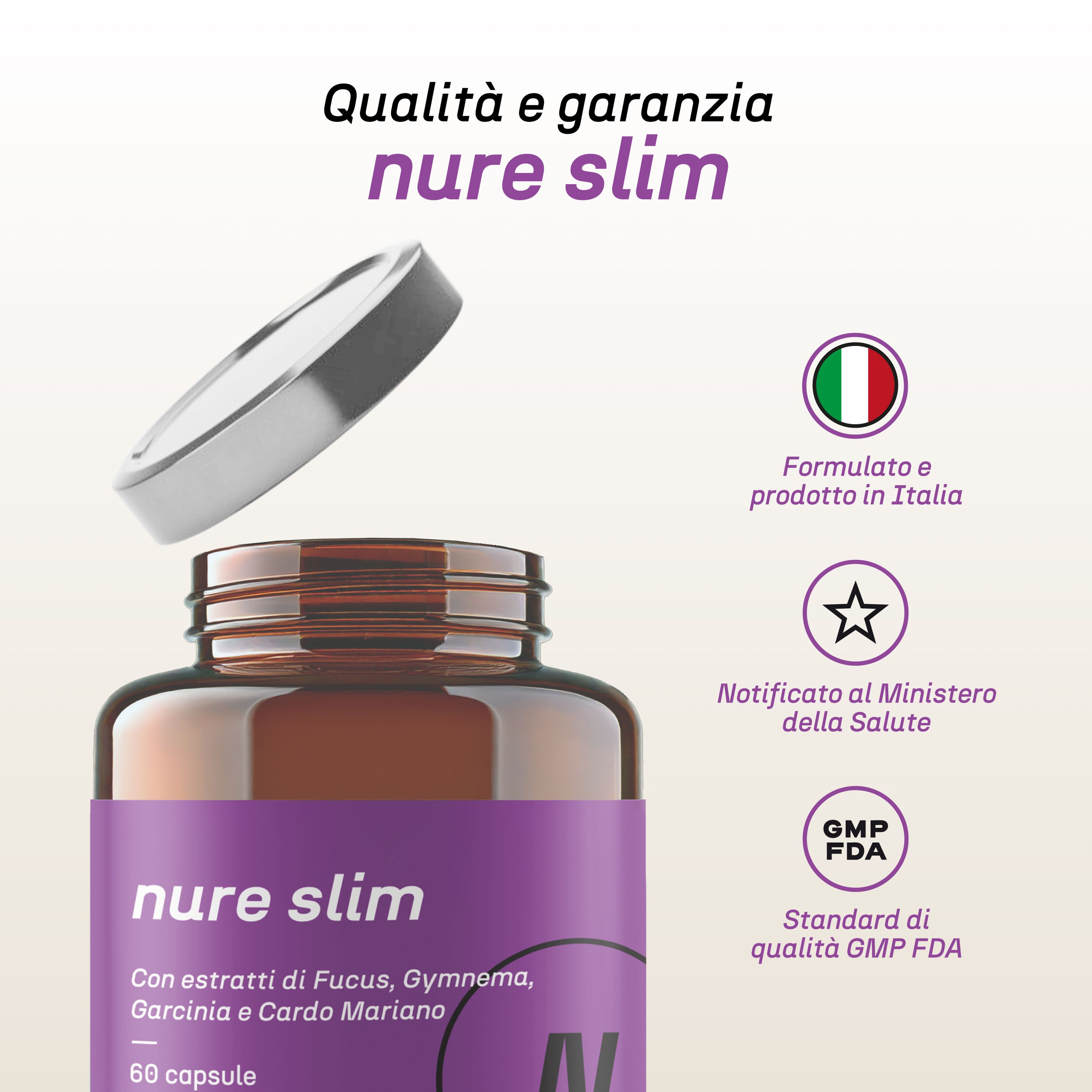 NURE Slim 60 cps da 500 mg - Integratore per il Controllo del Peso e Appetito