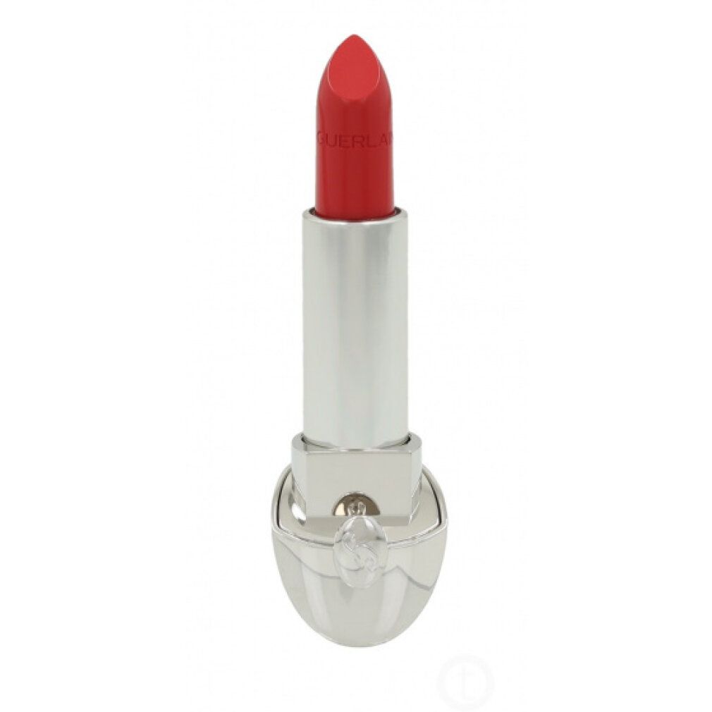 Rossetto rosso in astuccio argentato. Rossetto di colore rosso.
