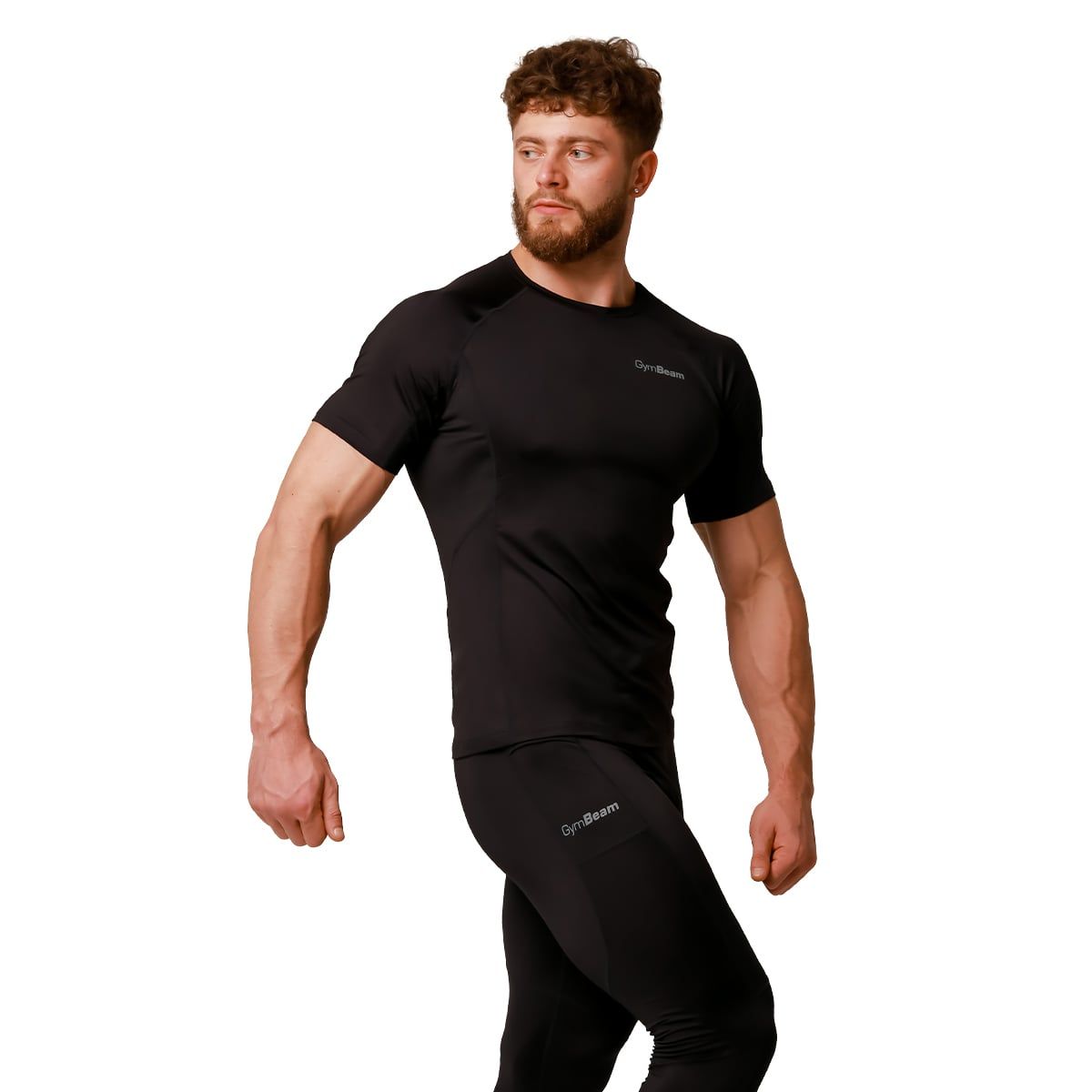 GymBeam T-shirt uomo Pulse Running manica corta vestibilità slim Black