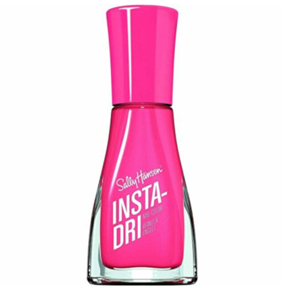 Flacone di smalto rosa con tappo rosa. Scritta "Insta-Dri" e "Nail Color".