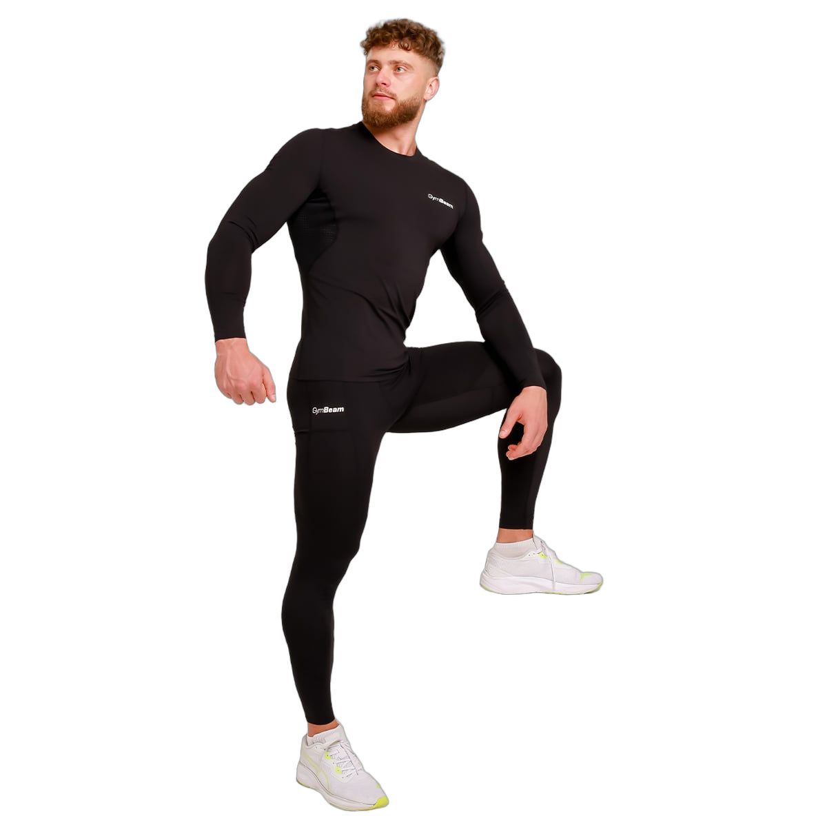 GymBeam T-shirt uomo a maniche lunghe alta compressione Black