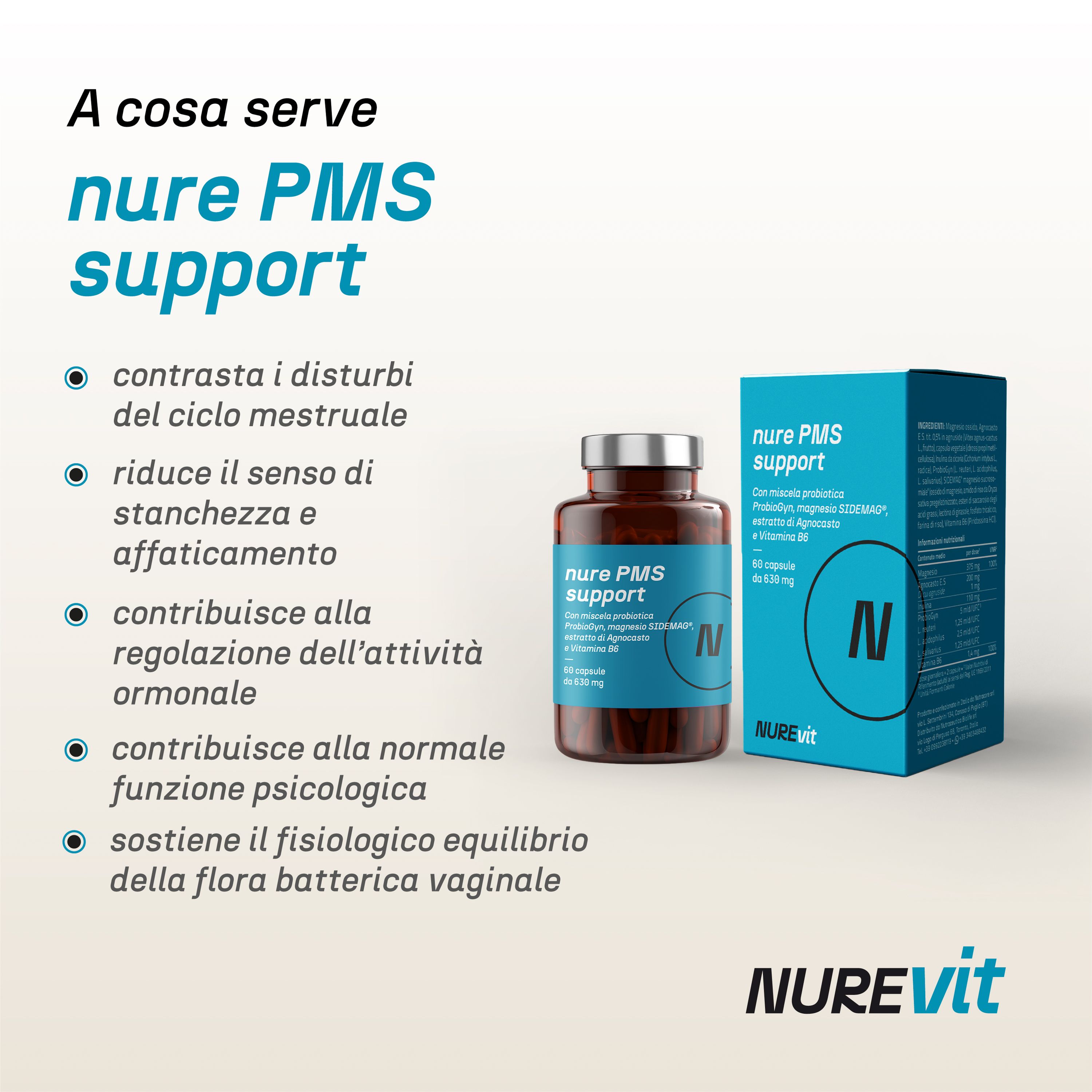 NURE PMS Support 60 cps da 630 mg | Integratore ideale per contrastare la sindrome premestruale