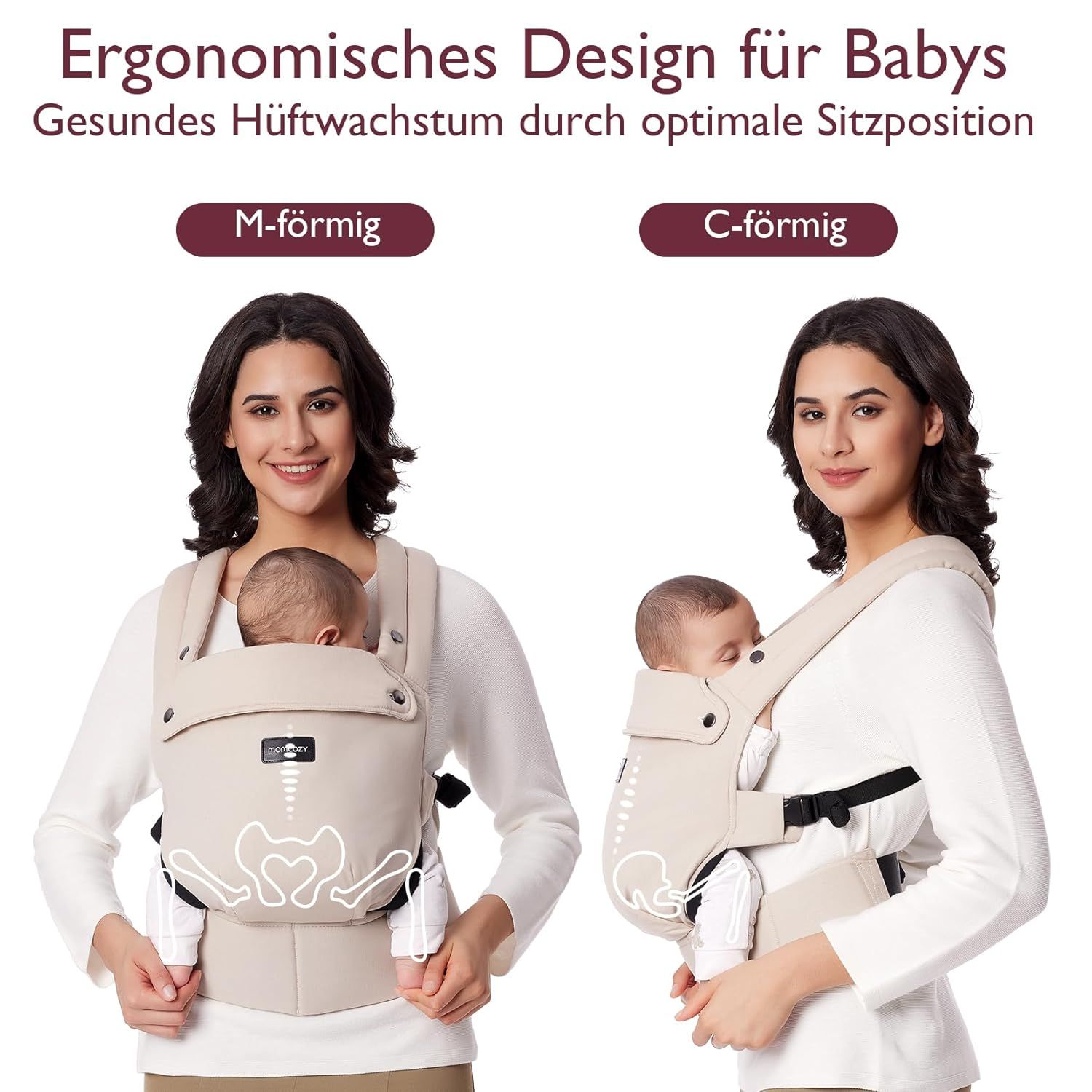 Momcozy Marsupio per Bambini Leggero e Traspirante Khaki