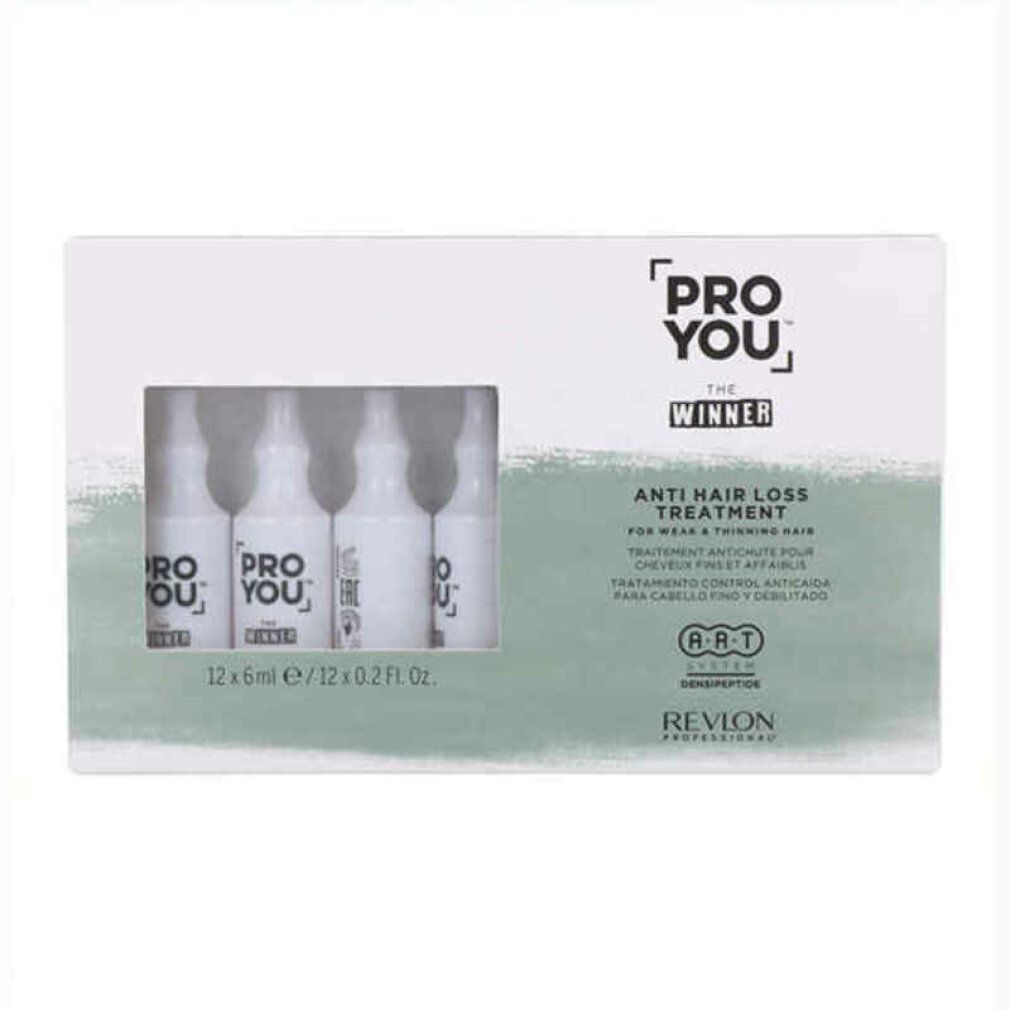 Confezione da 12 fiale. Scritta: Pro You The Winner Anti Hair Loss Treatment. Revlon Professional.