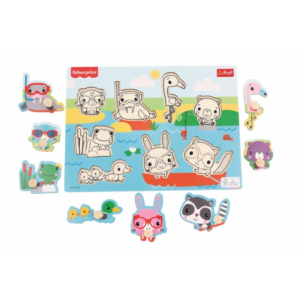 trefl Fisher Price puzzle in legno animali vicino all'acqua