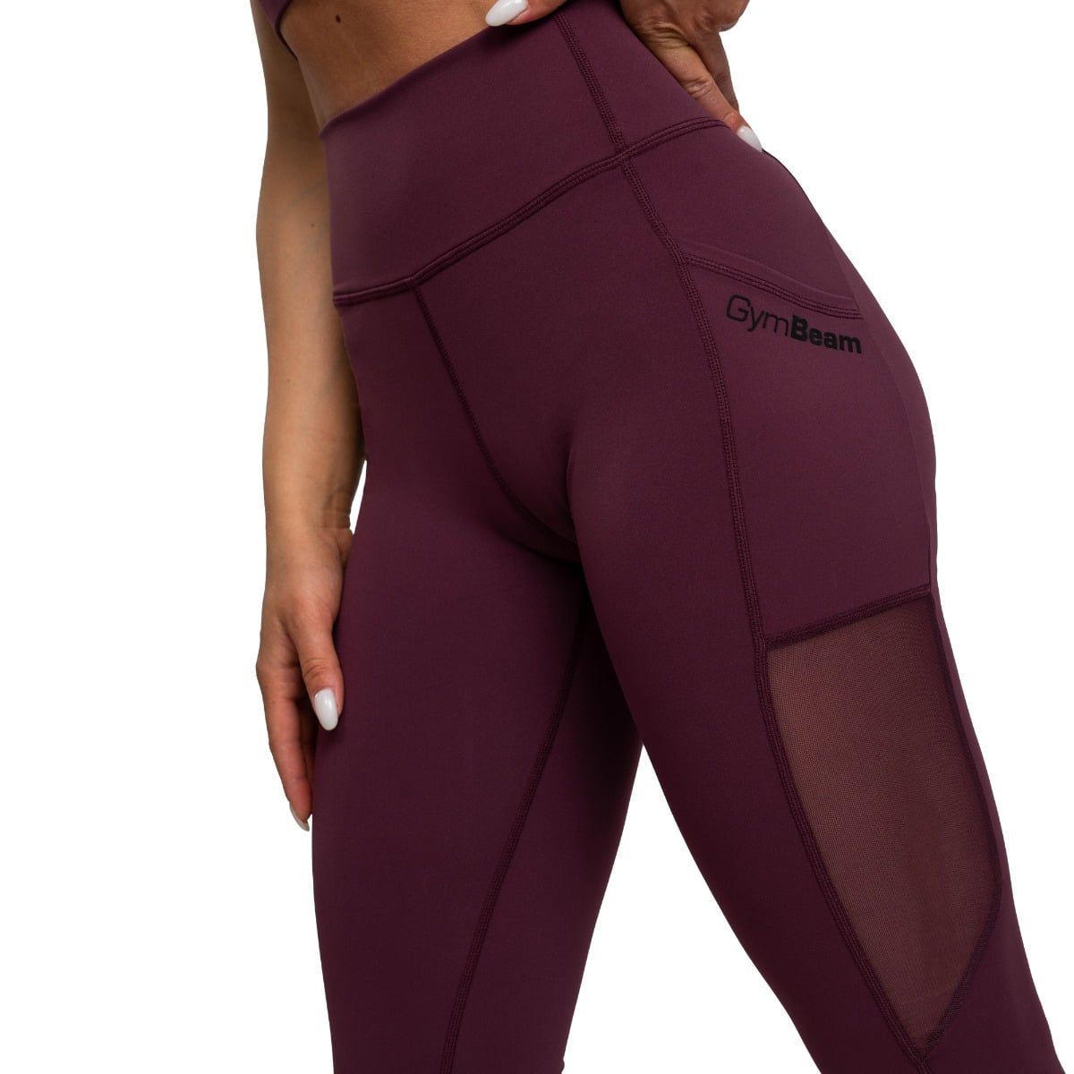 GymBeam Leggings donna Mesh Panel con tasche modello Eggplant