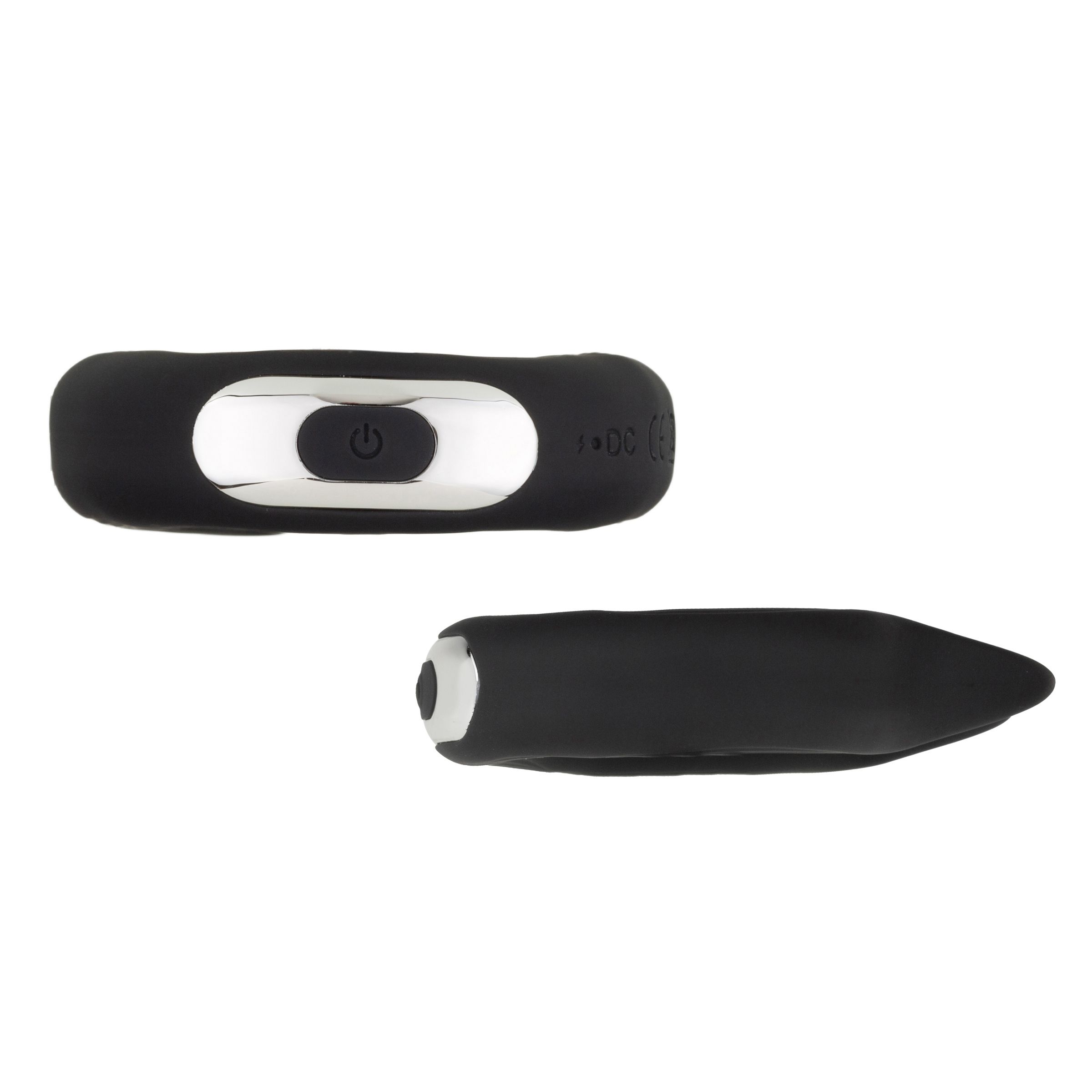 Due sex toys neri. Uno allungato con bottoni, l'altro appuntito.