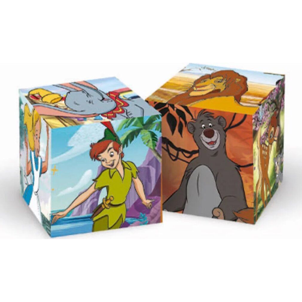 Due cubi con personaggi Disney. Sui lati sono raffigurate scene con Baloo, Peter Pan e altri.