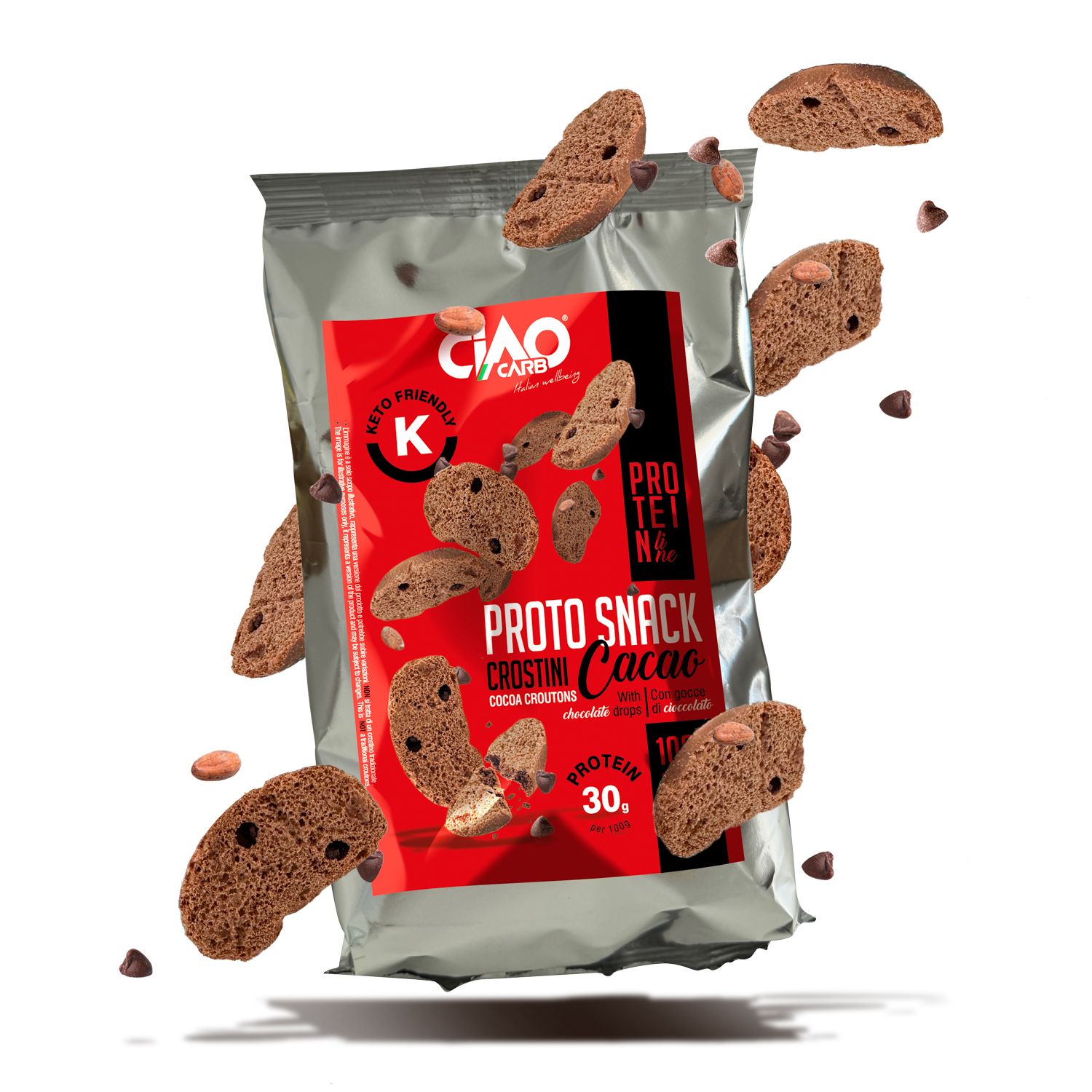CIAOCARB   Protosnack Crostini Cacao   Protein Line