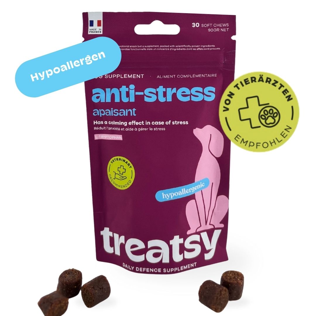 Confezione di integratore anti-stress per cani. Ipoallergenico. Consigliato dai veterinari.