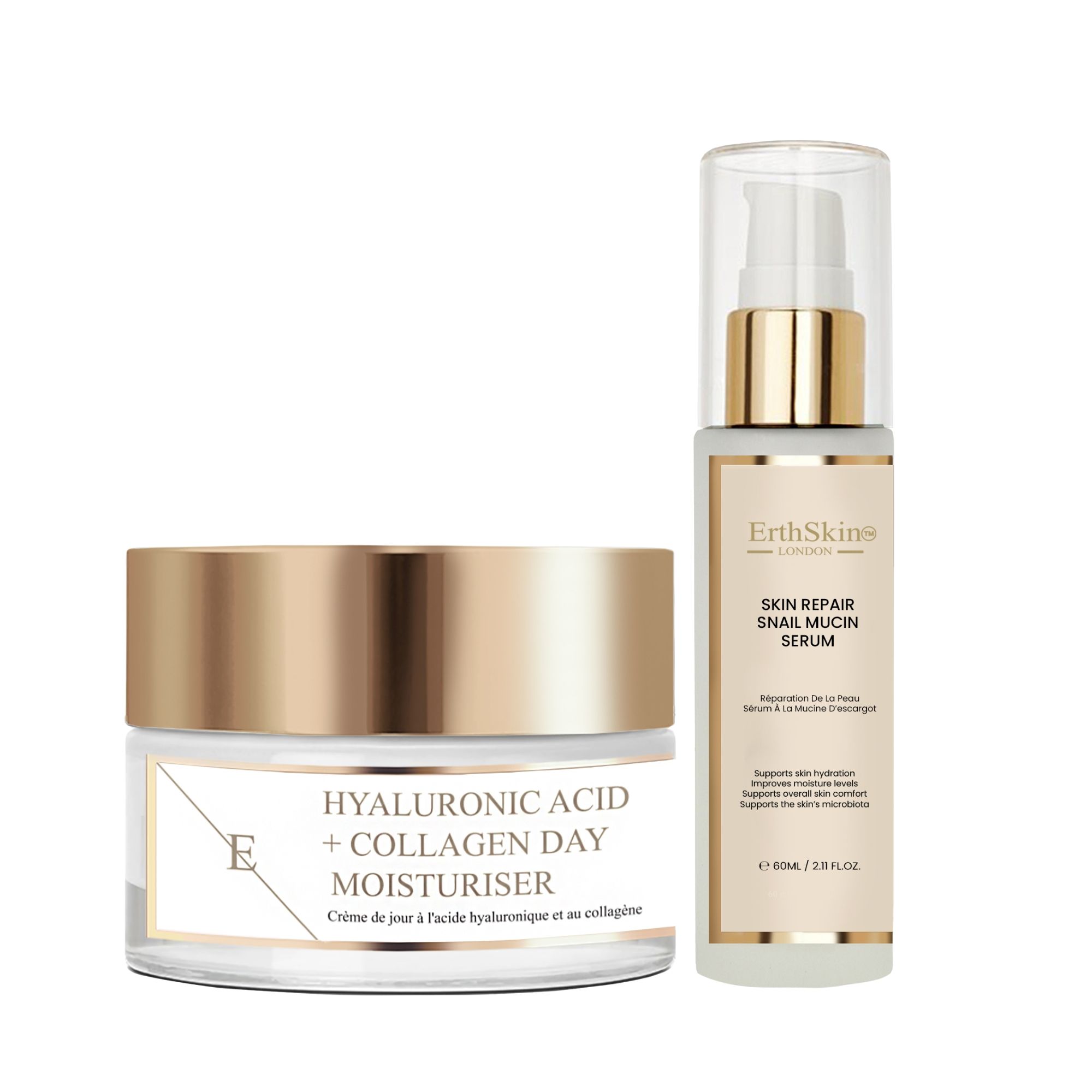 ErthSkin London Set con siero riparatore alla bava di lumaca e maschera al collagene