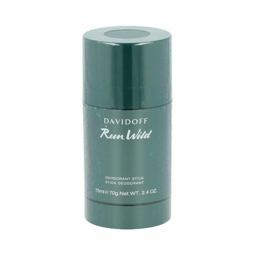 Stick deodorante verde. Scritta: Davidoff Run Wild, Deodorant Stick. 75ml e 70g Net Wt. 2.4 OZ.