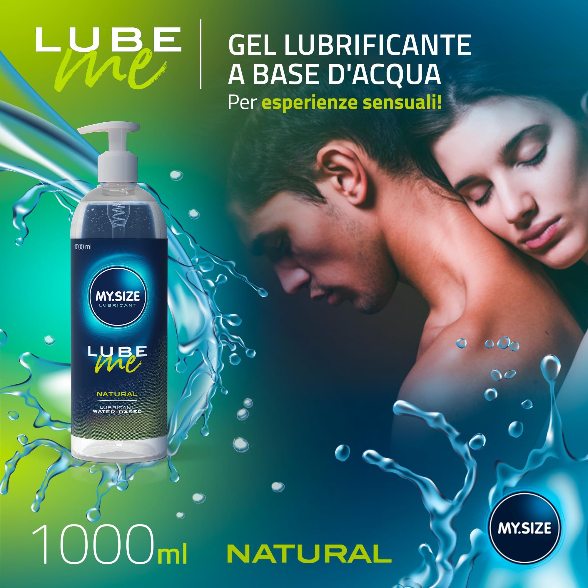 MY.SIZE Lube Me Natural 1000ml lubrificante con una coppia.