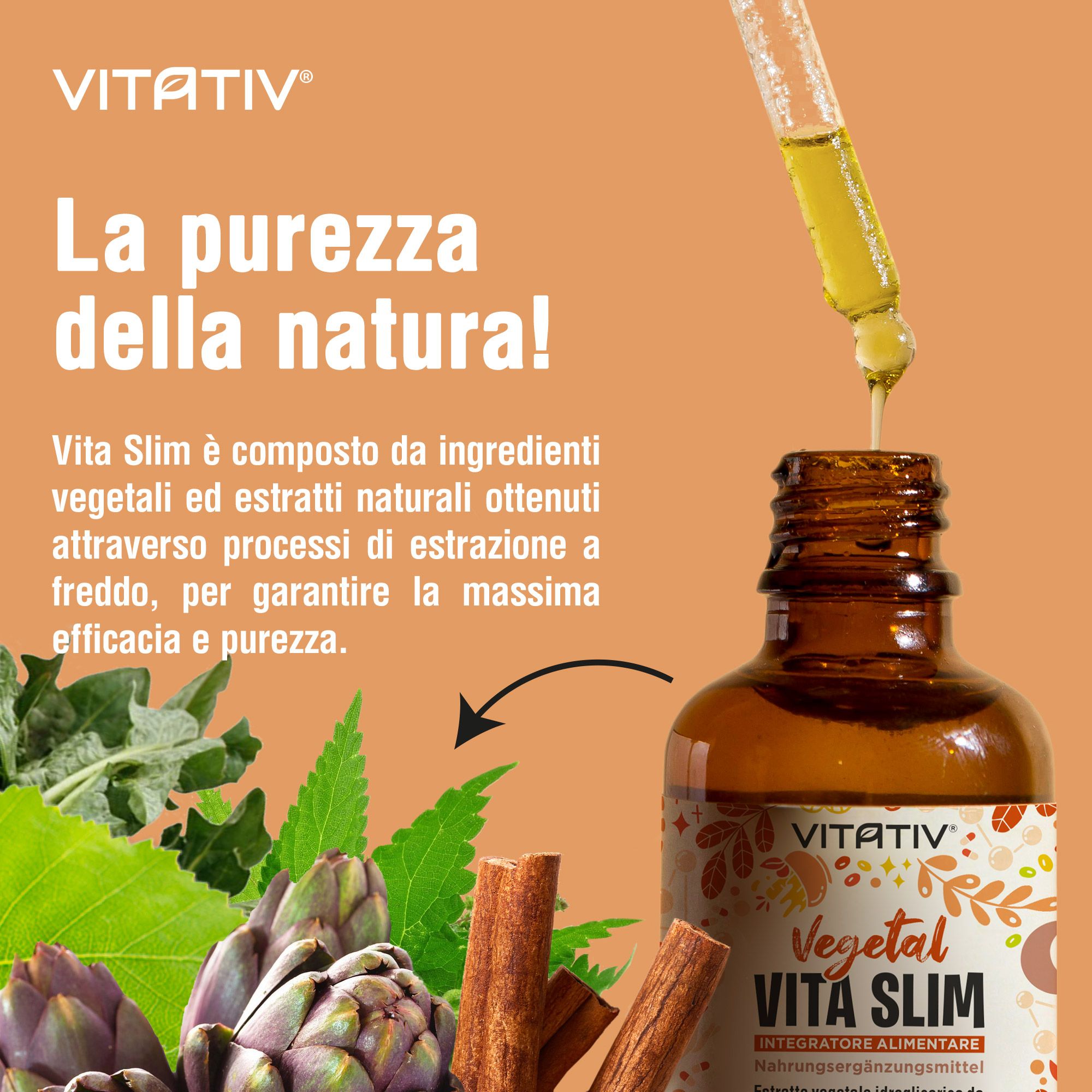 Vitativ® Vita Slim | Integratore Drenante con Tè Verde, Ortica, Cicoria, Cannella, Betulla, Carciofo