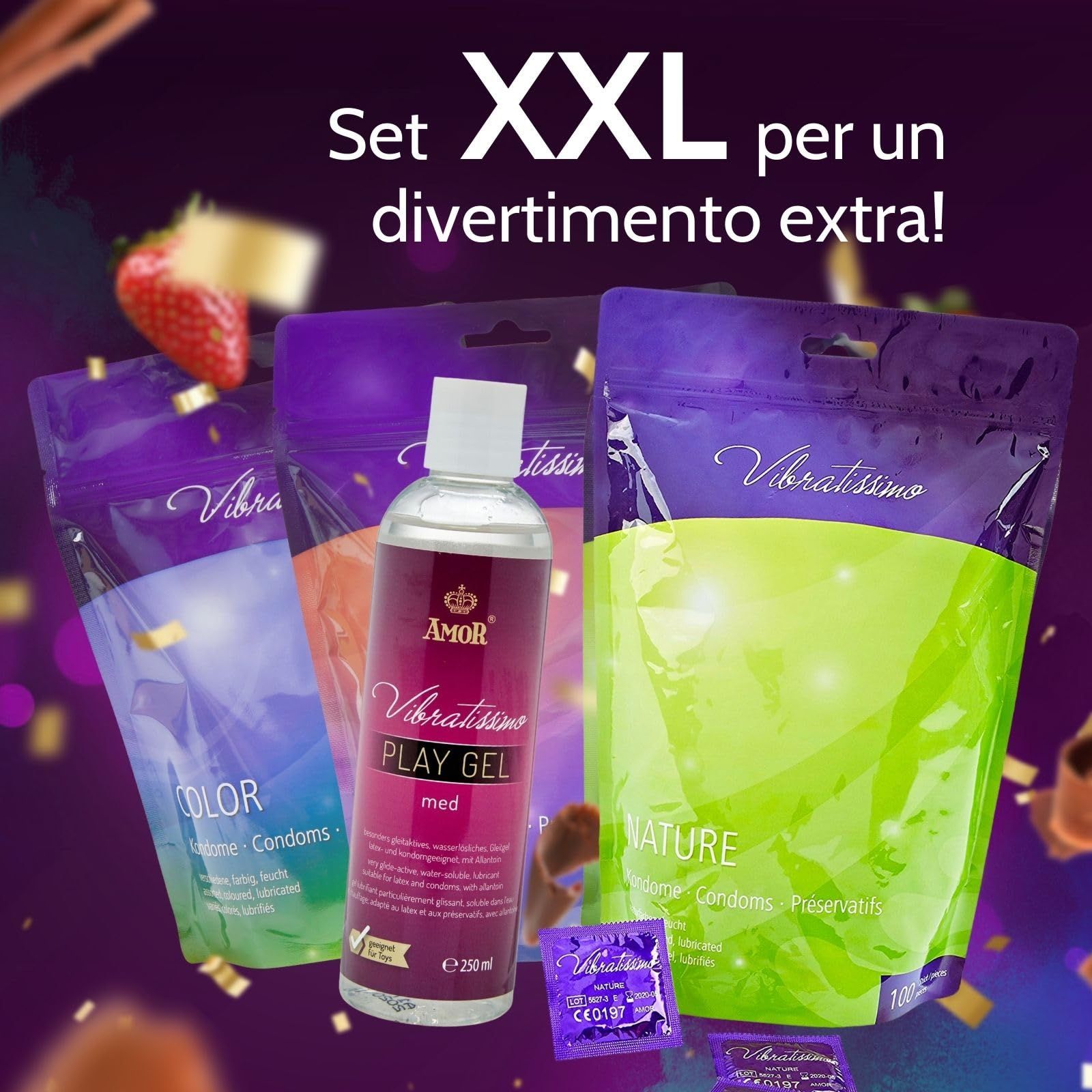 Vibratissimo Preservativi Nature + Play Gel Set