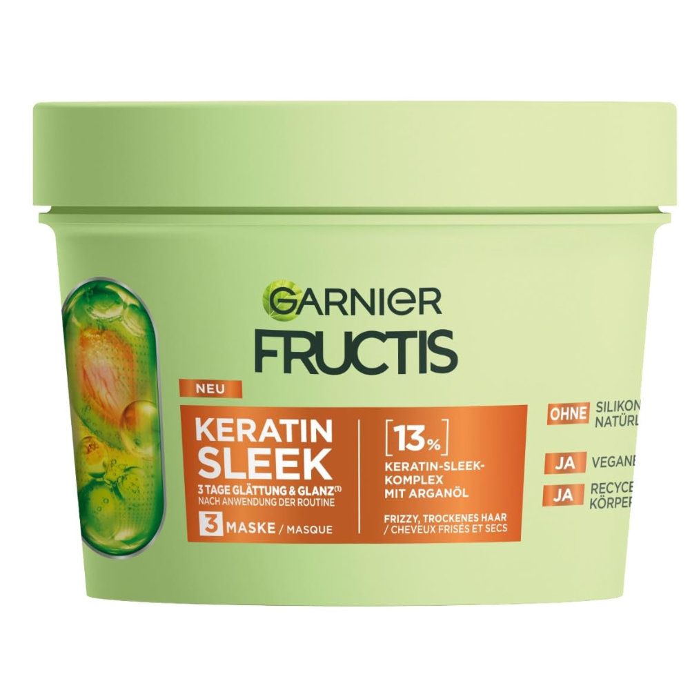 Maschera Garnier Fructis Keratin Sleek con Olio di Argan e Cheratina
