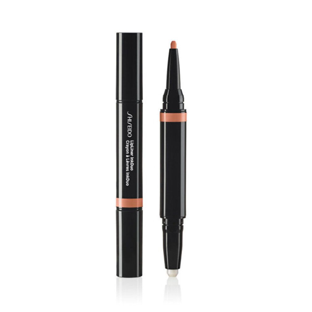 Shiseido Lip Liner Ink Duo. Matita nera, colore Rosewood. Nome del prodotto e testo visibili.