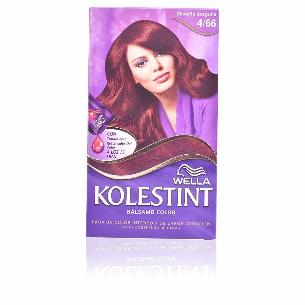 Wella Kolestint Color Balm 4.66. Confezione con immagine di donna con capelli castani. Nome prodotto e numero colore ben visibili.