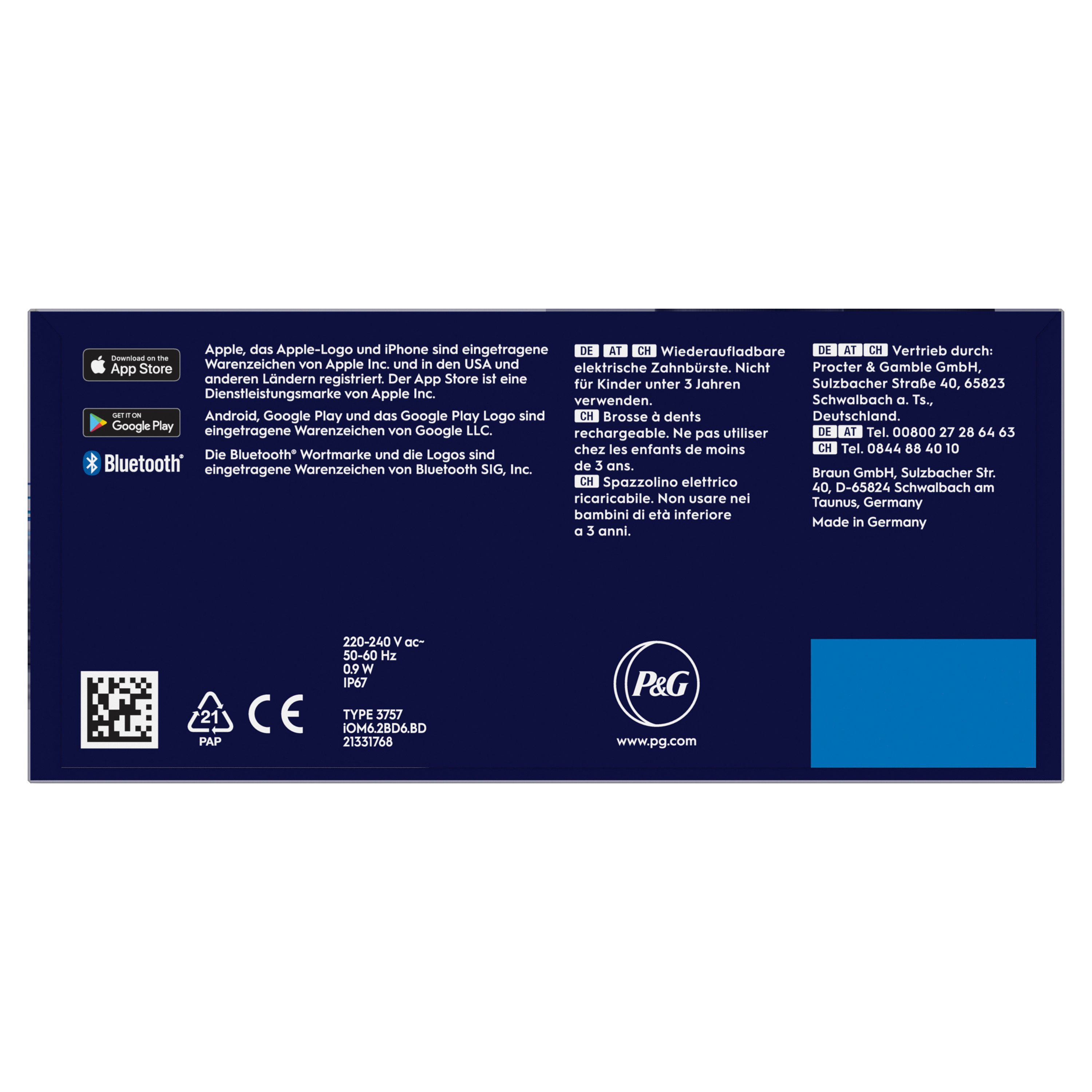 Vista dettagliata della confezione Oral-B iO Series 6 con specifiche.
