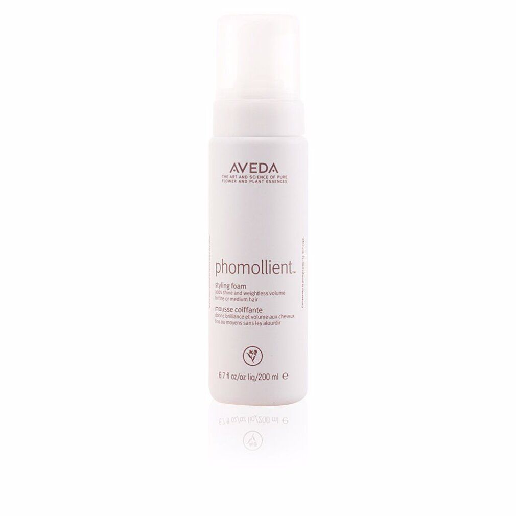 Flacone bianco Aveda "phomollient". Contiene 200 ml. Logo vegano.