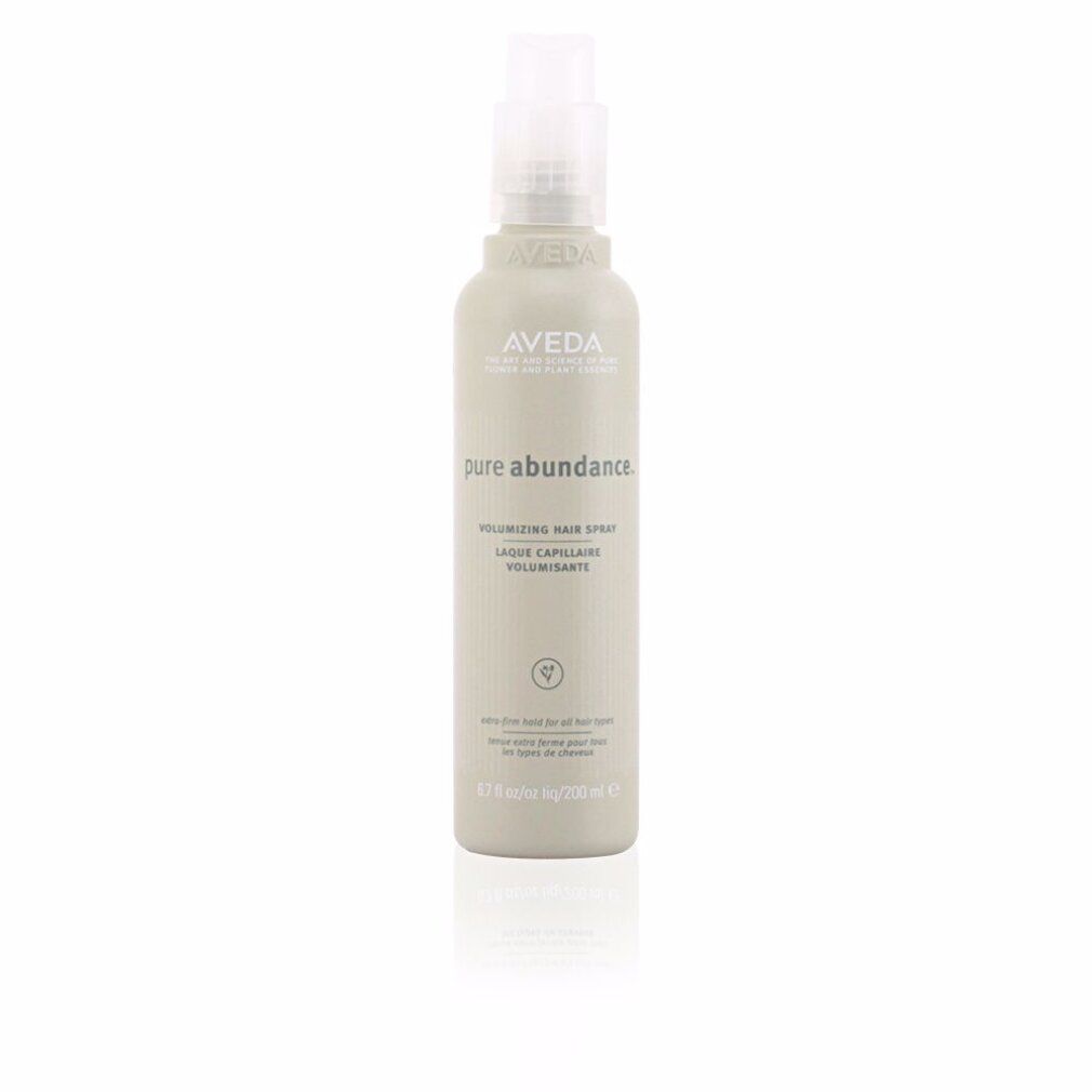 Aveda Pure Abundance Spray. Flacone grigio con vaporizzatore. Scritta: Pure Abundance, Volumizing Hair Spray.