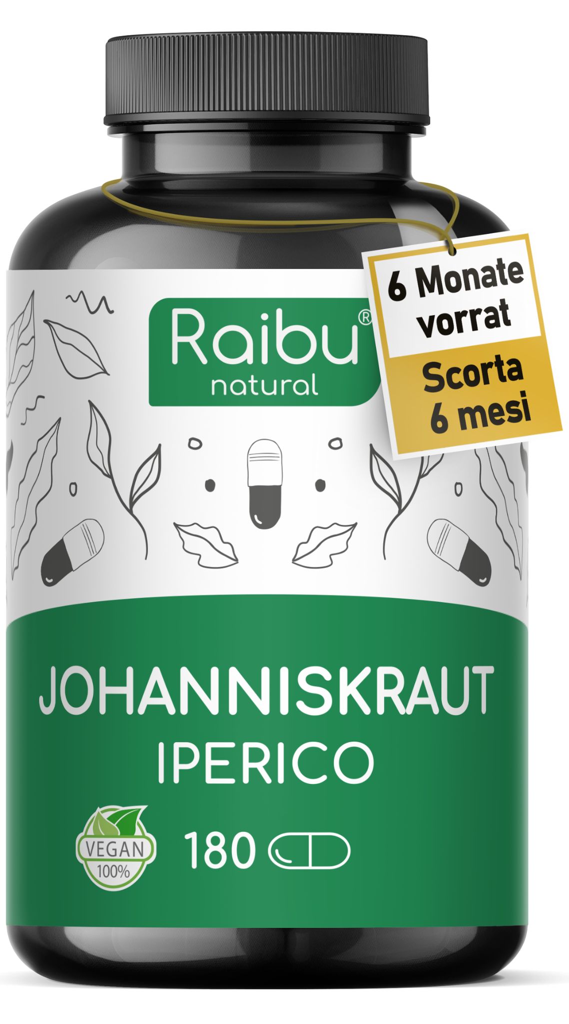 Iperico Olio Alto Dosagio - Erba di San Giovanni 550 mg per Umore, Stress e Sonno | RAIBU