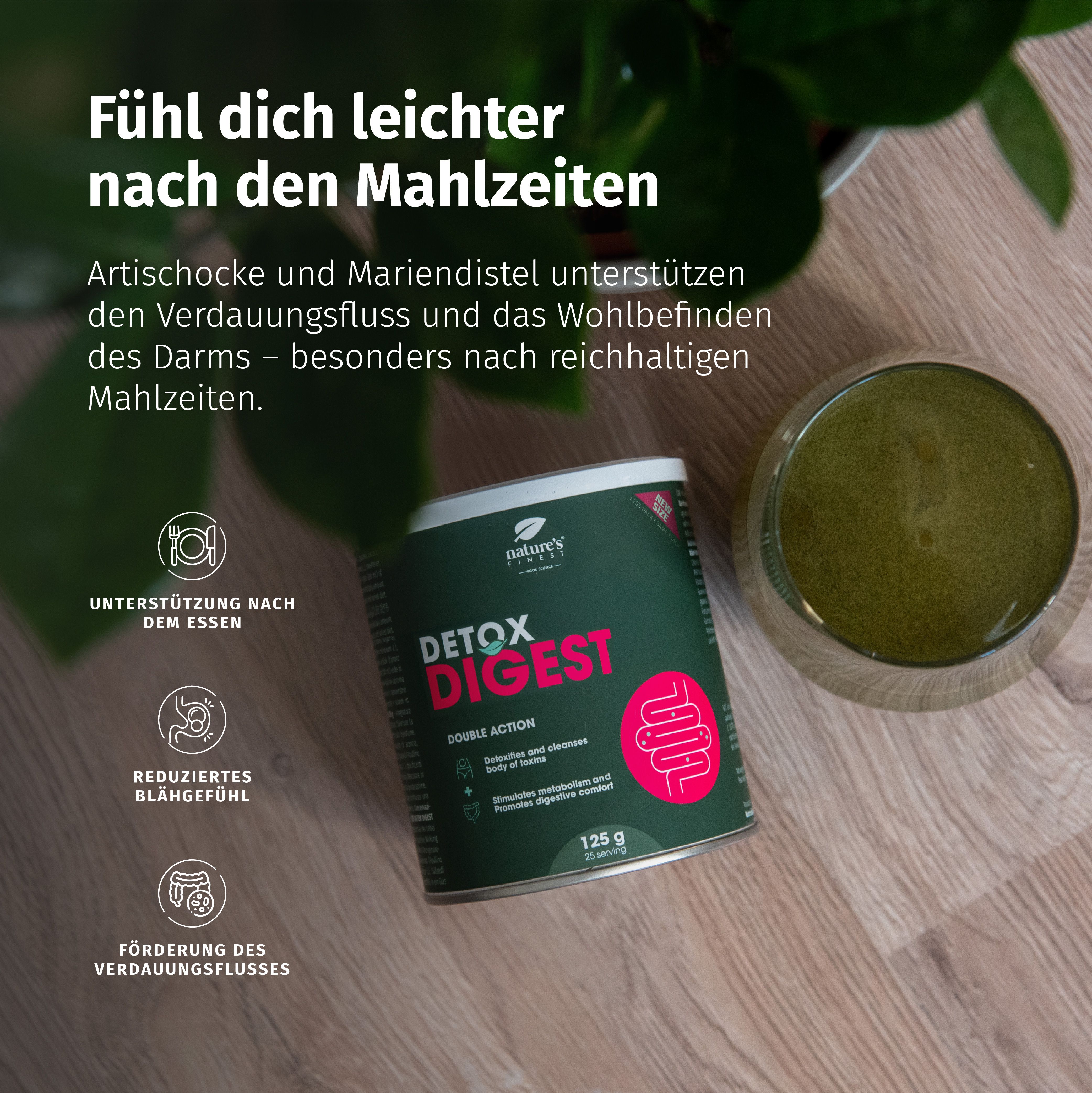 Lattina Detox Digest con carciofo e cardo mariano, supporta la digestione.
