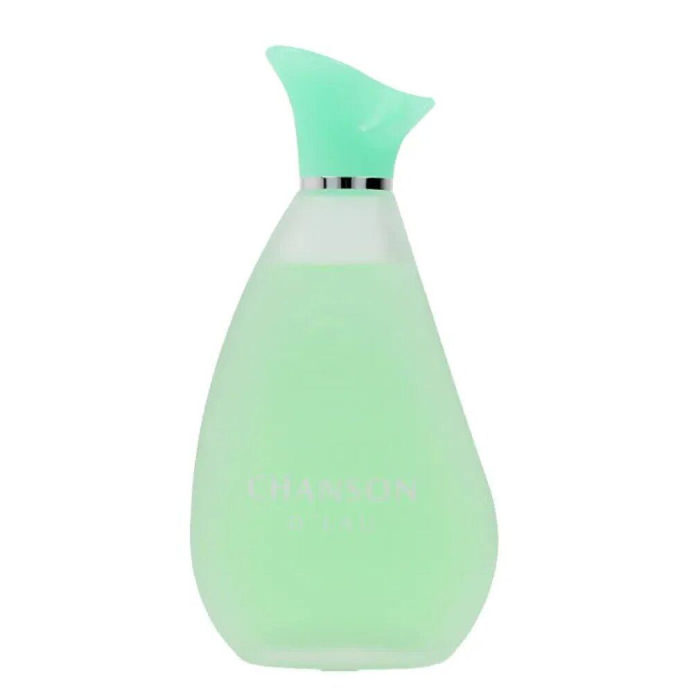 Flacone verde a goccia con tappo verde. Scritta "CHANSON D'EAU".